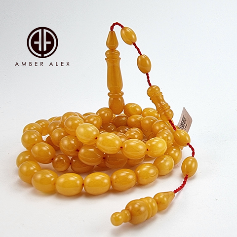 Antique Amber Egg Shape 8.5x10 mm Islamic Prayer Beads