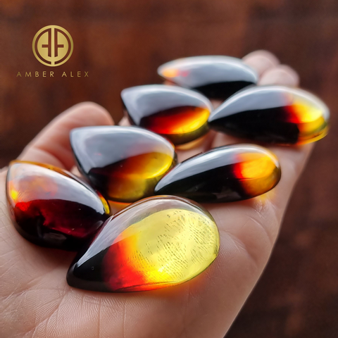 Gradient Amber Drop Shape Cabochon