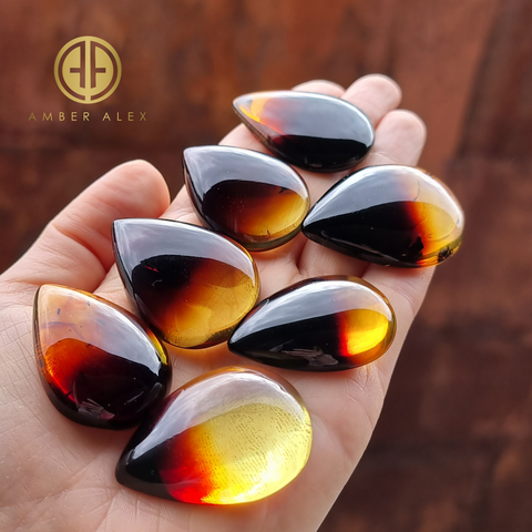 Gradient Amber Drop Shape Cabochon