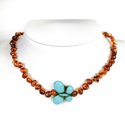 "KIDDO" Cognac Amber Baroque Beads Baby Necklace - Amber Alex Jewelry