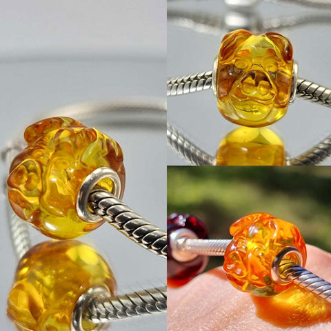 Multi-Color Amber Carved Pig Charm Bead