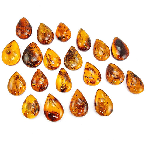 Cognac Amber Drop Shape Cabochons