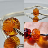 Multi-Color Amber Carved Leaf Charm Bead