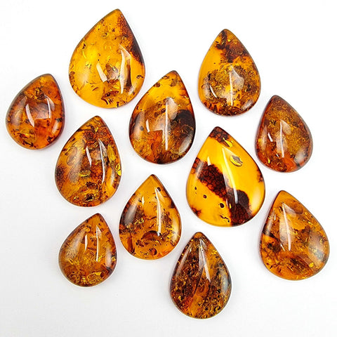 Cognac Amber Drop Shape Cabochons