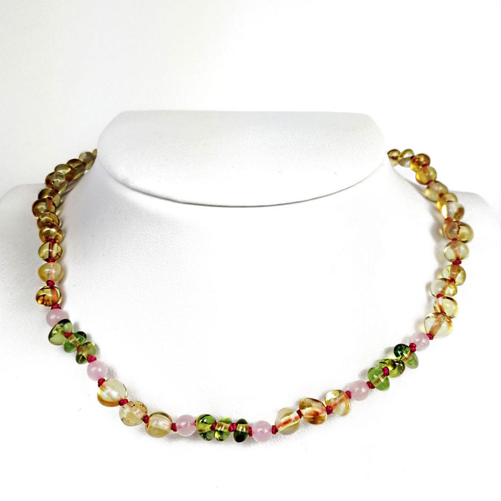 "KIDDO" Lemon & Green Amber Baroque Beads Baby Necklace - Amber Alex Jewelry
