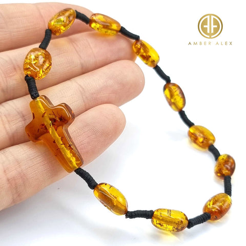 Cognac Amber Free Shape Beads Catholic Rosaries - Bracelet