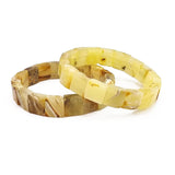 Milky Amber Square Beads Stretch Bracelet