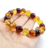 Multi-Color Amber Faceted Round Beads Stretch Bracelet