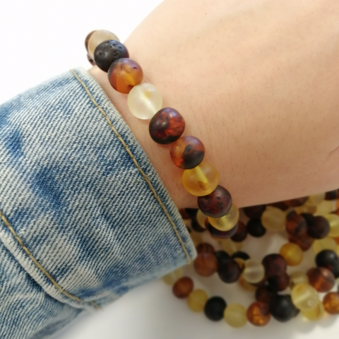 Multi-Color Amber Baroque Beads Stretch Bracelet - Amber Alex Jewelry