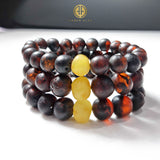 Cherry & Milky Amber Baroque Beads Stretch Bracelet