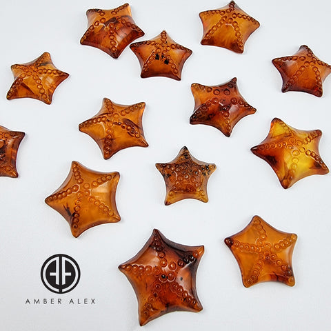 Cognac Amber Carved Starfish Cabochon