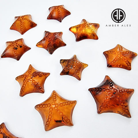 Cognac Amber Carved Starfish Cabochon