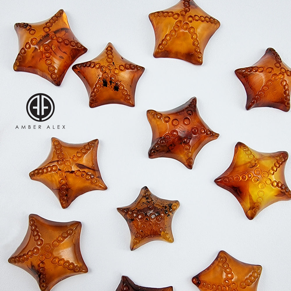 Cognac Amber Carved Starfish Cabochon