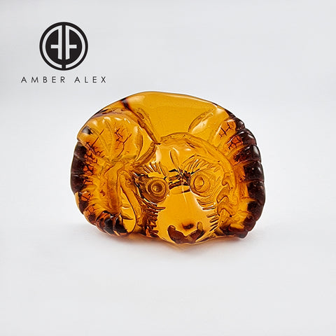 Cognac Amber Carved Aries Cabochons