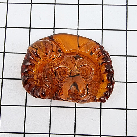 Cognac Amber Carved Aries Cabochons