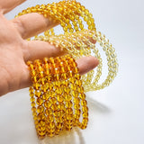Lemon Amber Round Faceted Beads Stretch Bracelet