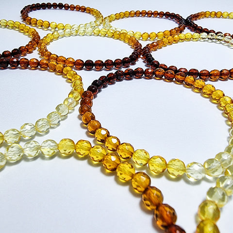 Rainbow Amber Round Faceted Beads Stretch Bracelet