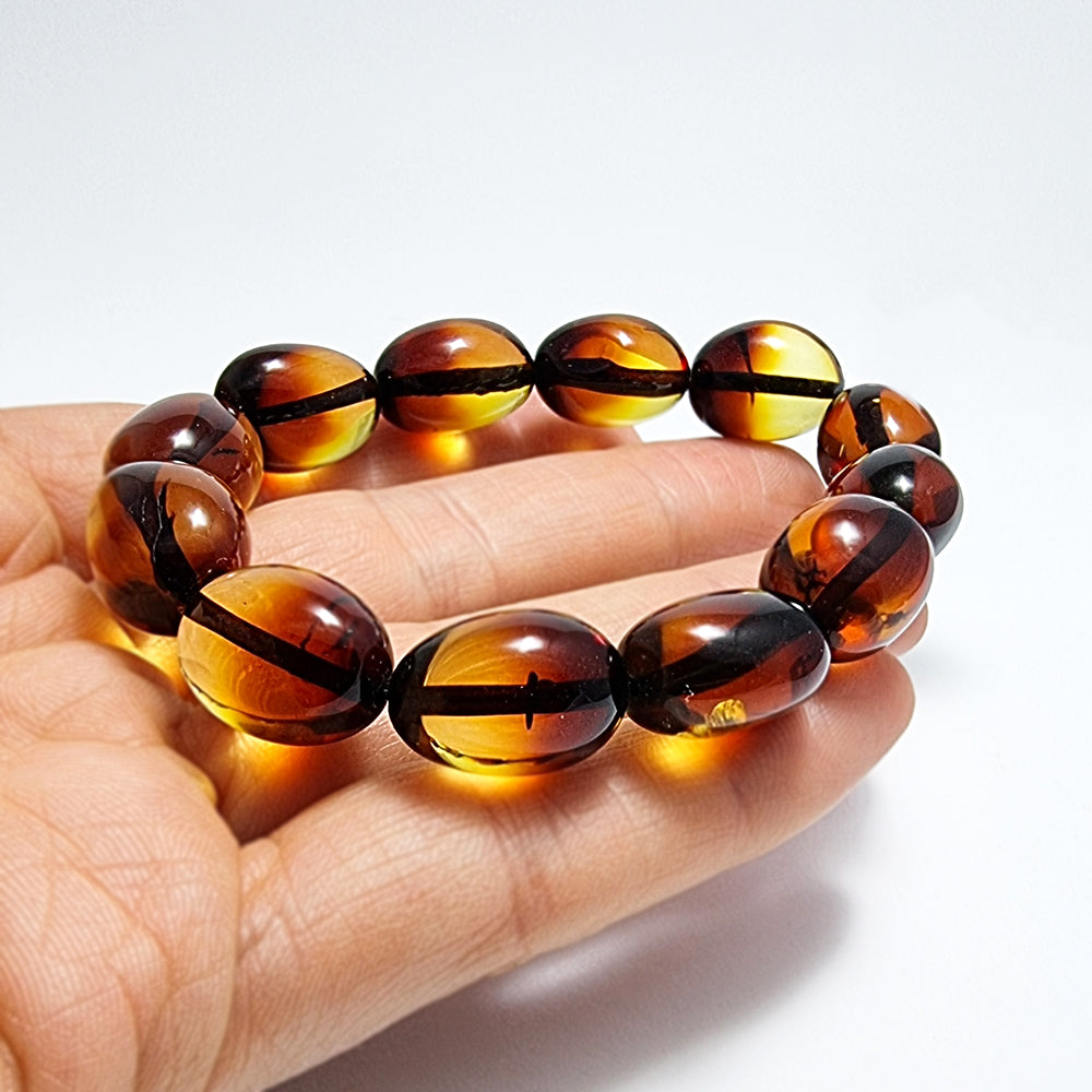 Gradient Amber Free Shape Olive Beads Stretch Bracelet