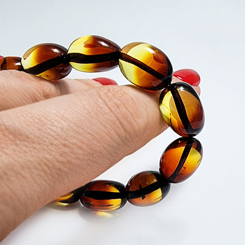 Gradient Amber Free Shape Olive Beads Stretch Bracelet