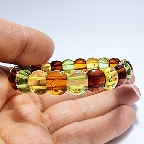 Multi-Color Amber Beads Stretch Bracelet