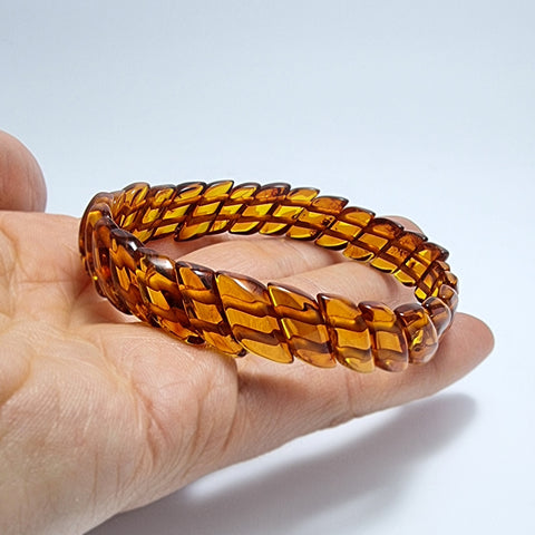 Cognac Amber Leaves Stretch Bracelet