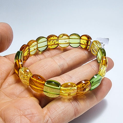 Multi-Color Amber Beads Stretch Bracelet