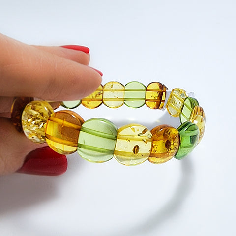 Multi-Color Amber Beads Stretch Bracelet