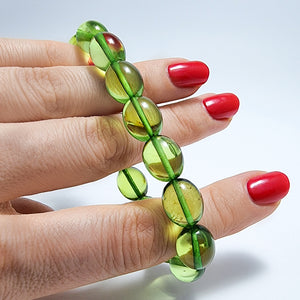 Green Amber Olive Beads Stretch Bracelet