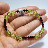 Cherry & Green Amber Faceted Beads Stretch Bracelet