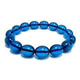 Blue Amber Olive Beads Stretch Bracelet