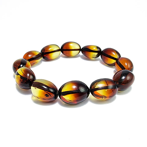 Gradient Amber Free Shape Olive Beads Stretch Bracelet