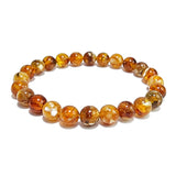 Brown Marble Amber Round Beads Stretch Bracelet