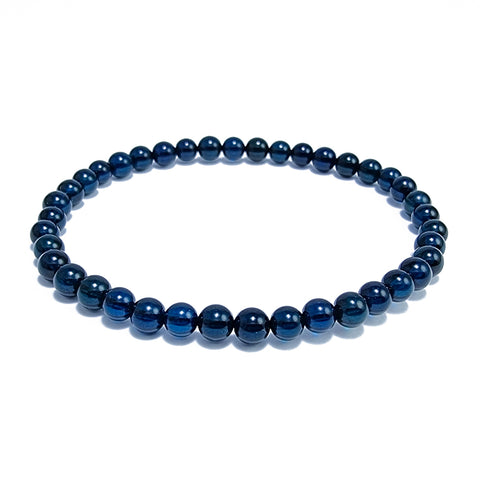 Blue Amber Round Beads Stretch Bracelet