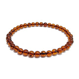Cognac Amber Round Beads Stretch Bracelet