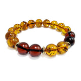 Cognac & Cherry Amber Round Beads Stretch Bracelet
