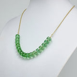 Green Amber Tablets Necklace 14K Gold Plated