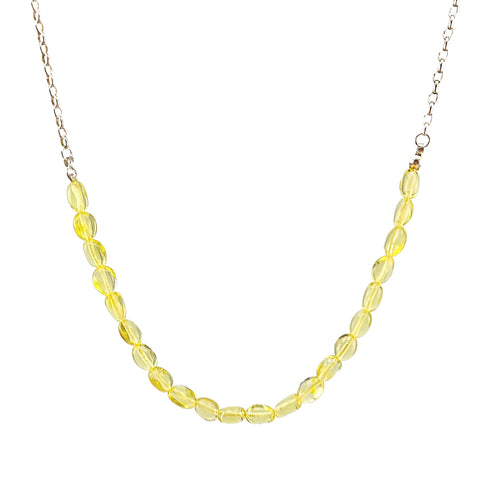 Lemon Amber Nuggets Necklace Sterling Silver