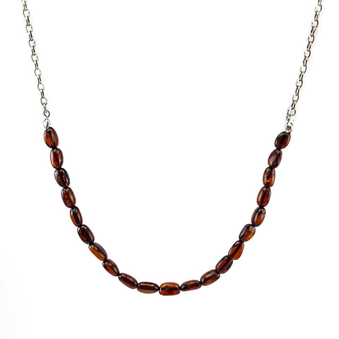 Cherry Amber Nuggets Necklace Sterling Silver