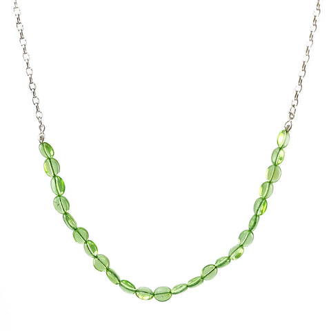 Green Amber Nuggets Necklace Sterling Silver