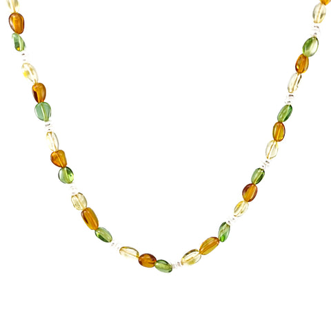 Multi-Color Amber Nuggets Necklace Sterling Silver