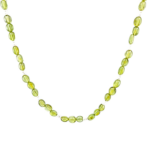 Green Amber Nuggets Necklace Sterling Silver