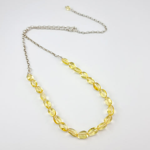 Lemon Amber Nuggets Necklace Sterling Silver