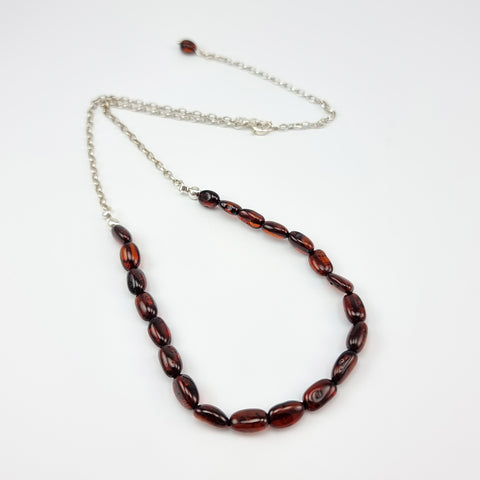 Cherry Amber Nuggets Necklace Sterling Silver