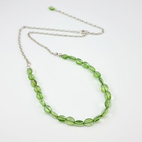 Green Amber Nuggets Necklace Sterling Silver