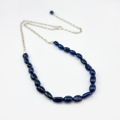 Blue Amber Nuggets Necklace Sterling Silver