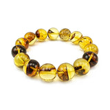 Fossil Amber Round Beads Stretch Bracelet