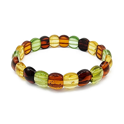 Multi-Color Amber Beads Stretch Bracelet