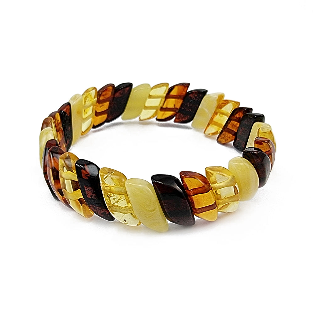 Multi-Color Amber Leaves Stretch Bracelet