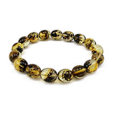 Fossil Amber Olive Beads Stretch Bracelet