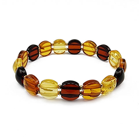 Multi-Color Amber Beads Stretch Bracelet